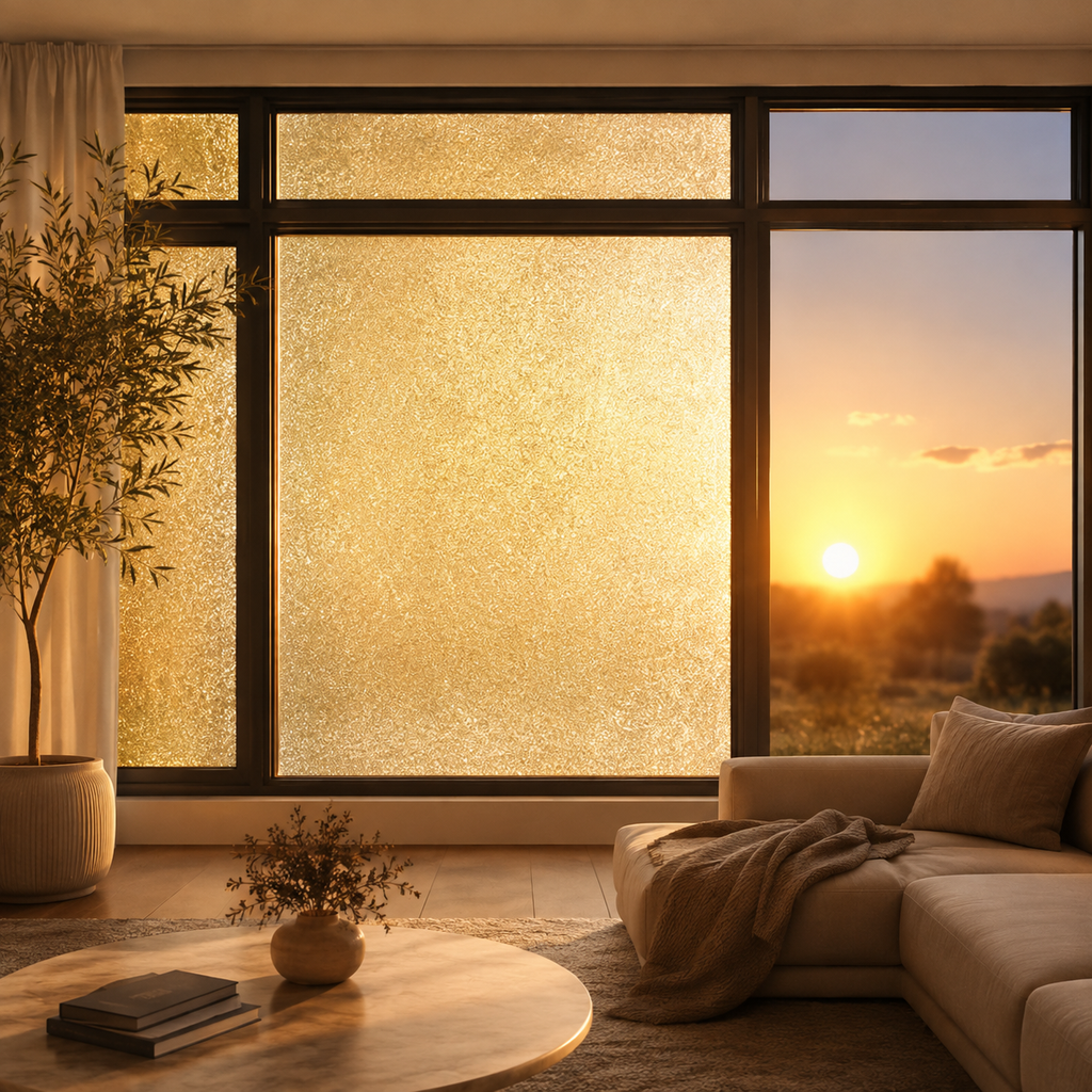 Frosted Window Privacy Film, Static Cling, Crushed Glass, 23.6 x 118 in