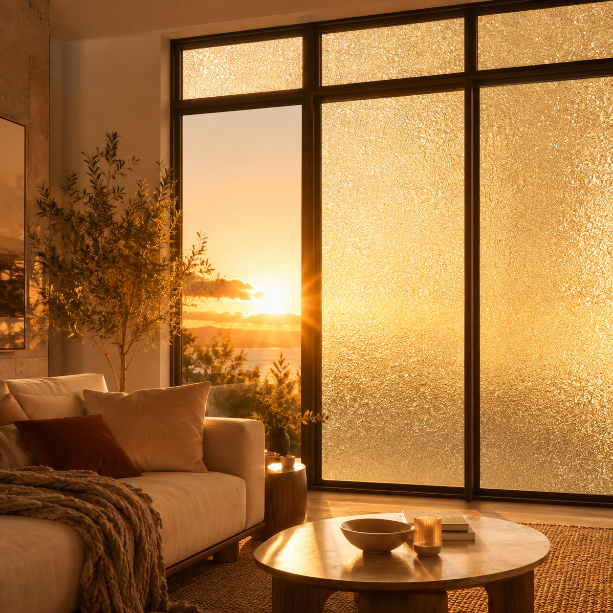 Frosted Window Privacy Film, Static Cling, Crushed Glass, 23.6 x 118 in