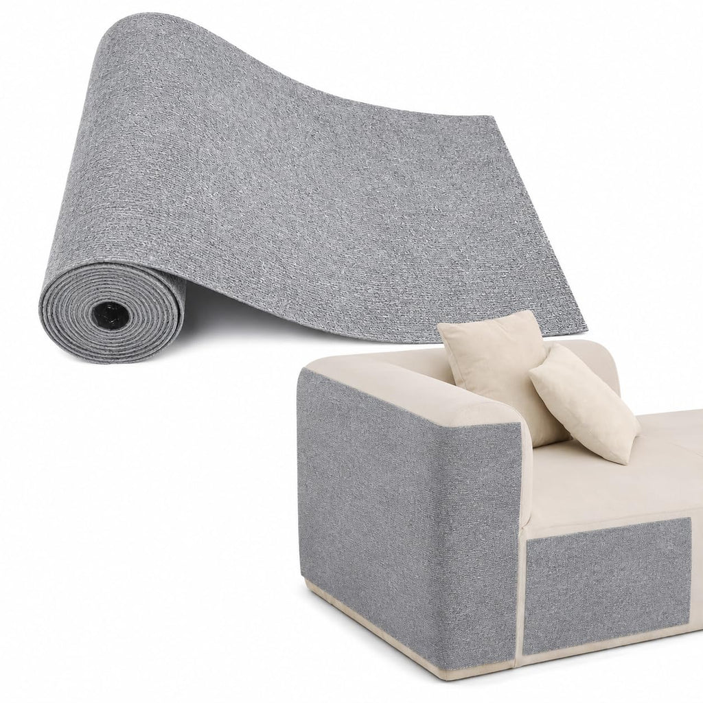 Self-Adhesive Cat Scratching Mat for Furniture, Cuttable Cat Scratch Protector for Sofa Couch Chair Wall, Peel and Stick Cat Scratcher Pad, 11.85 x 39.3 Inch, Light Gray