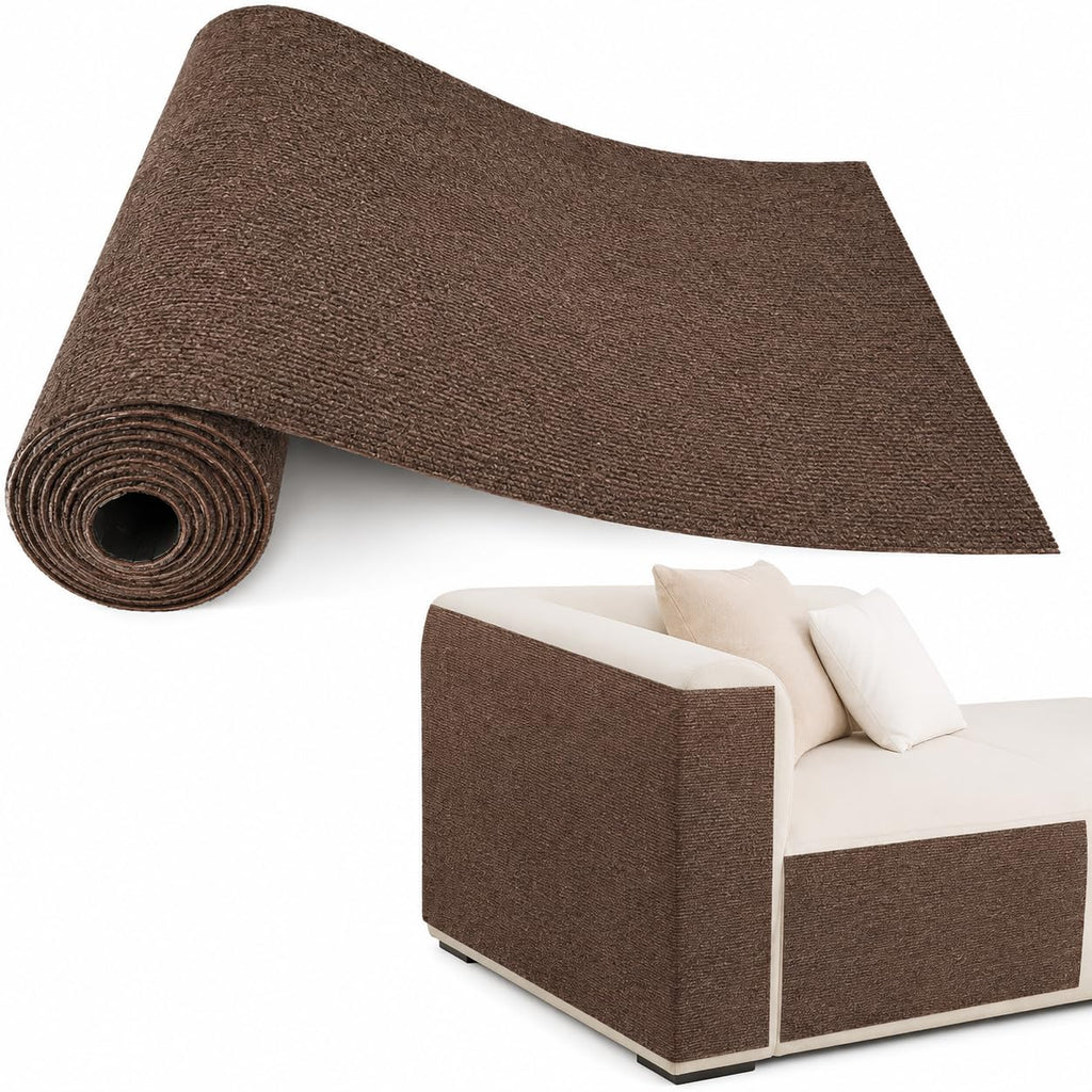 Self-Adhesive Cat Scratching Mat for Furniture, Cuttable Cat Scratch Protector for Sofa Couch Chair Wall, Peel and Stick Cat Scratcher Pad, 11.85 x 39.3 Inch, Brown