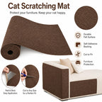 Self-Adhesive Cat Scratching Mat for Furniture, Cuttable Cat Scratch Protector for Sofa Couch Chair Wall, Peel and Stick Cat Scratcher Pad, 11.85 x 39.3 Inch, Brown