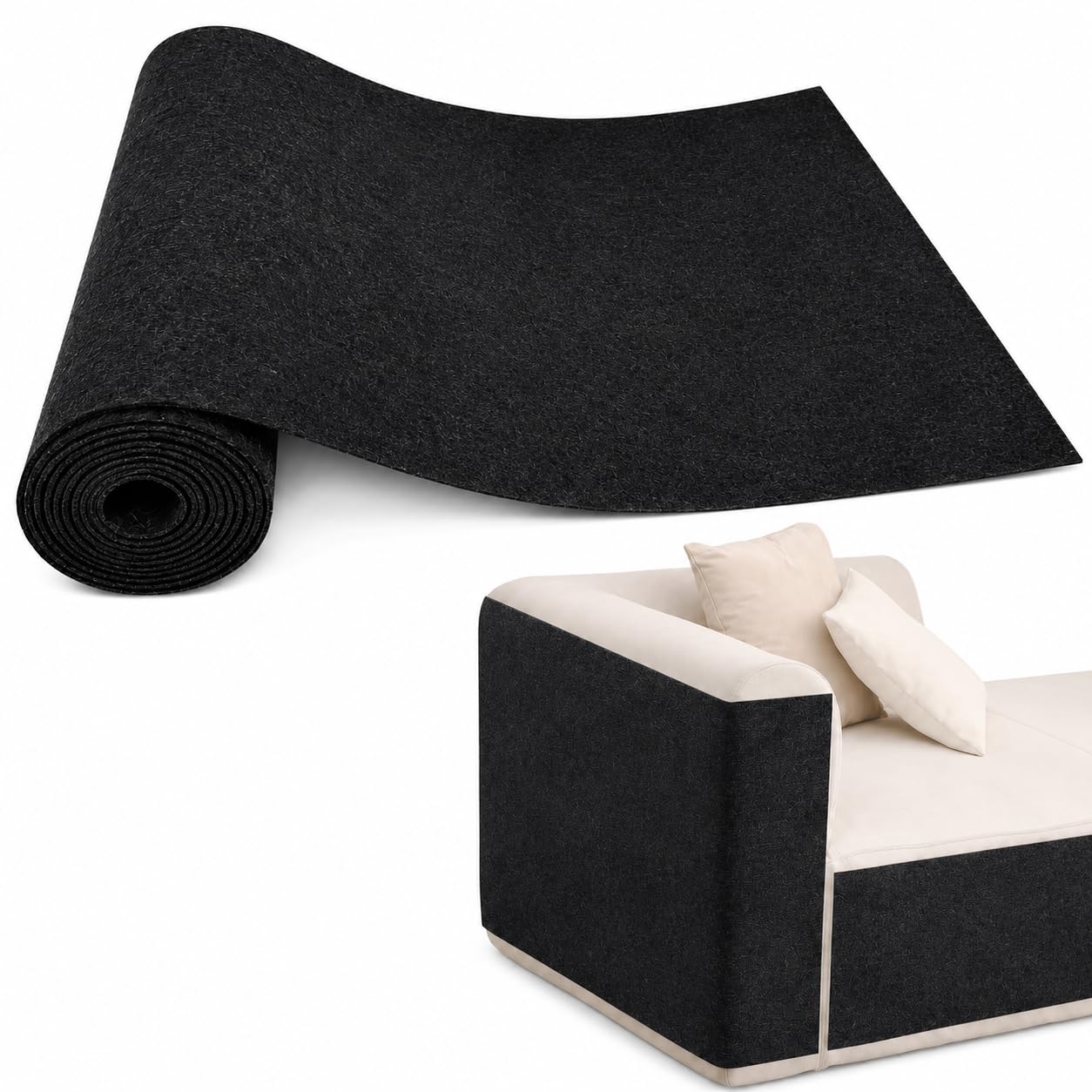 Self-Adhesive Cat Scratching Mat for Furniture, Cuttable Cat Scratch Protector for Sofa Couch Chair Wall, Peel and Stick Cat Scratcher Pad, 11.85 x 39.3 Inch, Black